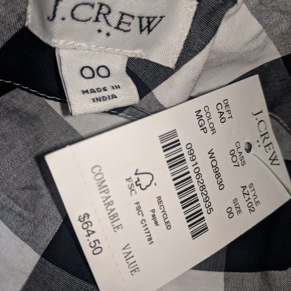 J. Crew, NEW with tags, asymmetrical top, size 00. - Picture 7 of 7